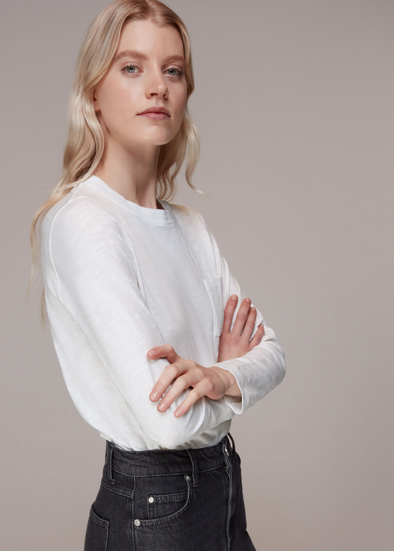 Crew Neck Pocket Top